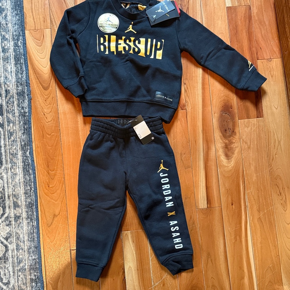 Jordan Kids Black and Gold Joggers Set